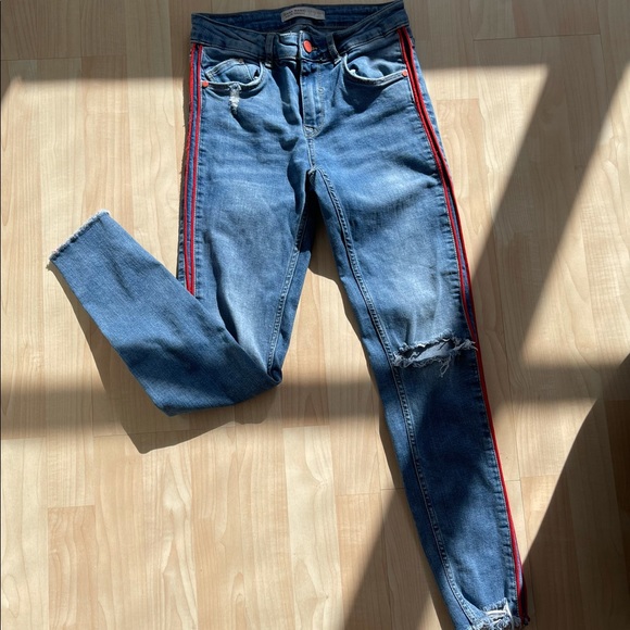 Zara Womens Denim Pants Stretch Jeans - Picture 2 of 5